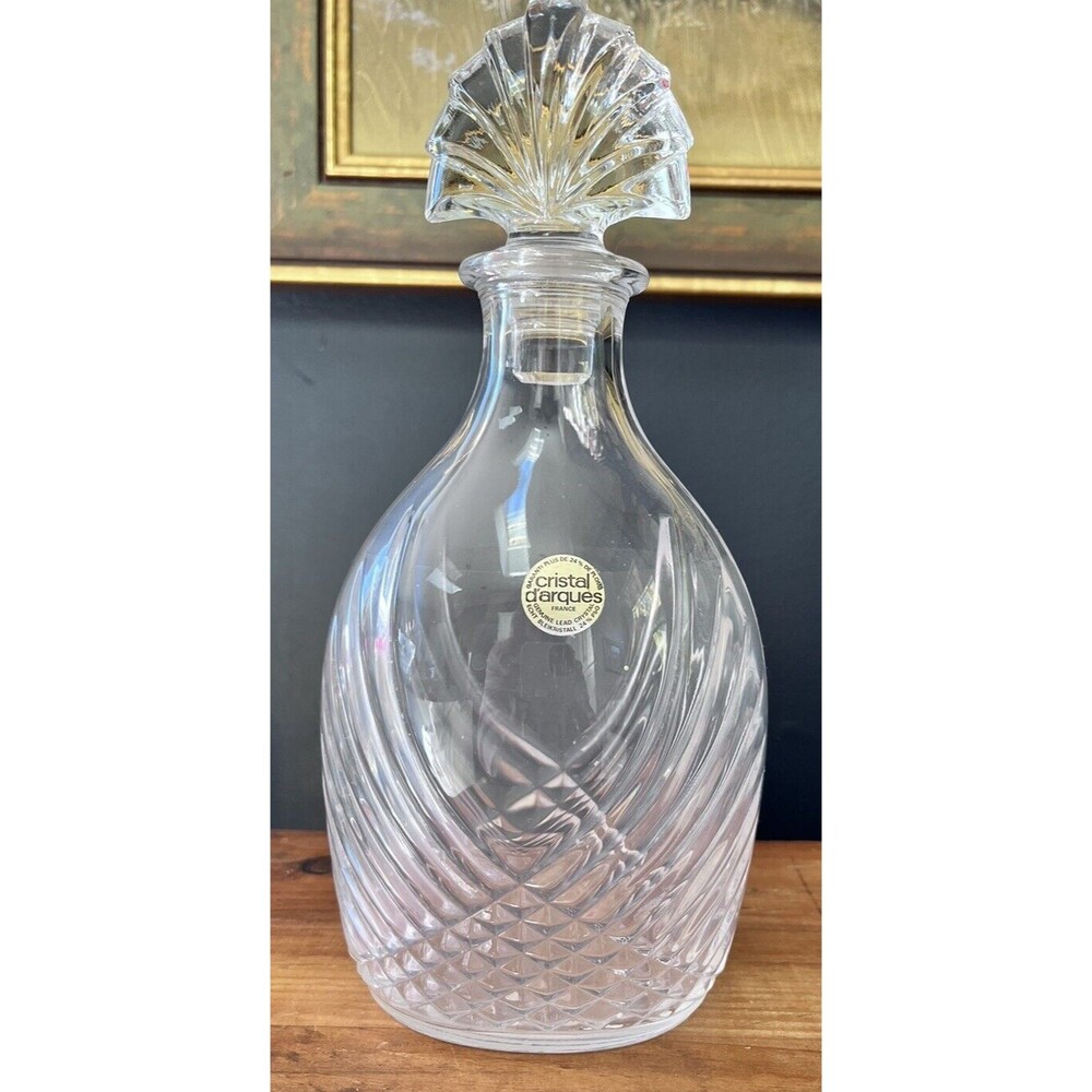 24% Lead Clear Crystal Glass Decanter & Stopper Cristal D'Arques France (LE)